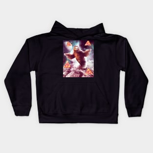 Funny Space Sloth With Pizza Kids Hoodie